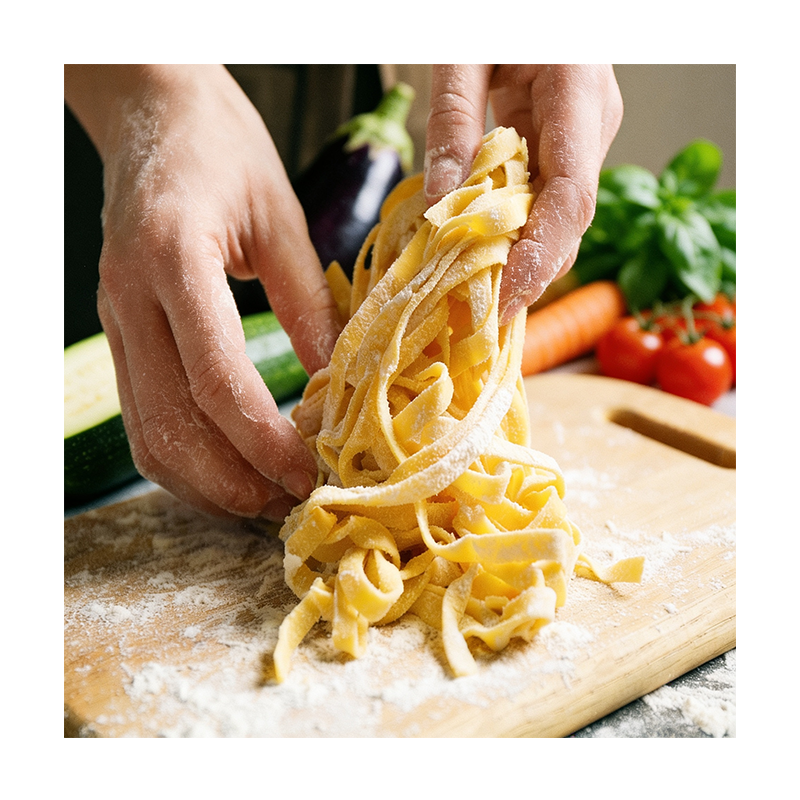 Pasta Verna con verdure di maggio e olio a crudo